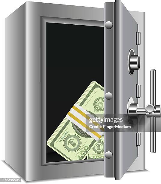 safe mit geld - safety deposit box stock-grafiken, -clipart, -cartoons und -symbole