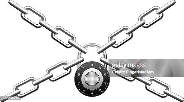 padlock and chain - metal chains stock illustrations