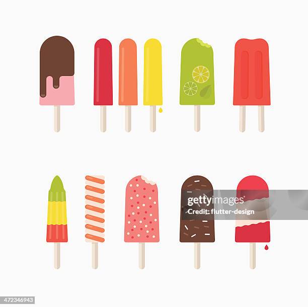 ilustraciones, imágenes clip art, dibujos animados e iconos de stock de popsicle iconos - ice lolly