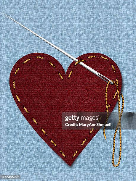 red denim heart - cotton stock illustrations