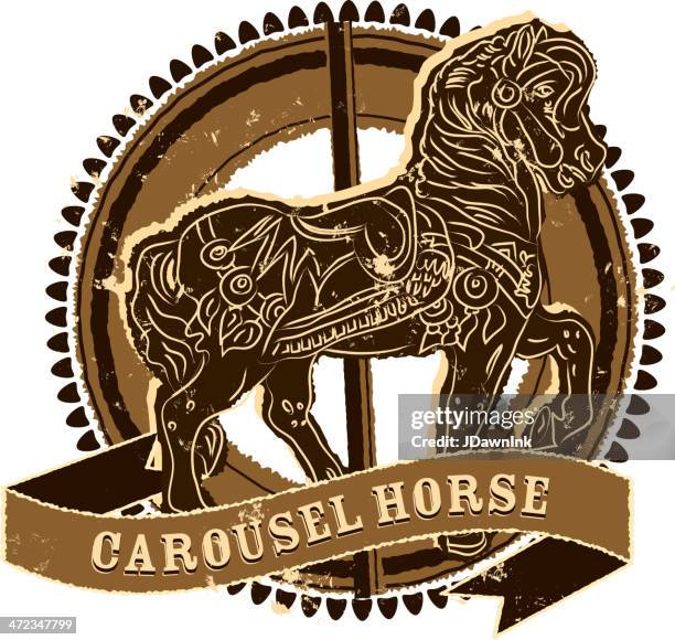 old fashioned carousel horse design - carousel horse stock illustrations