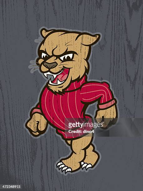 carl cougar cartoon mascot - wildcat mascot stock illustrations