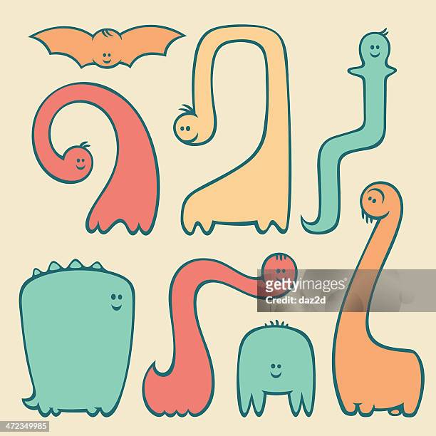 cute dinosaur set - twisted stock illustrations