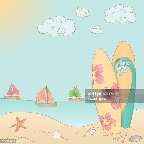 summertime - sand shells stock illustrations