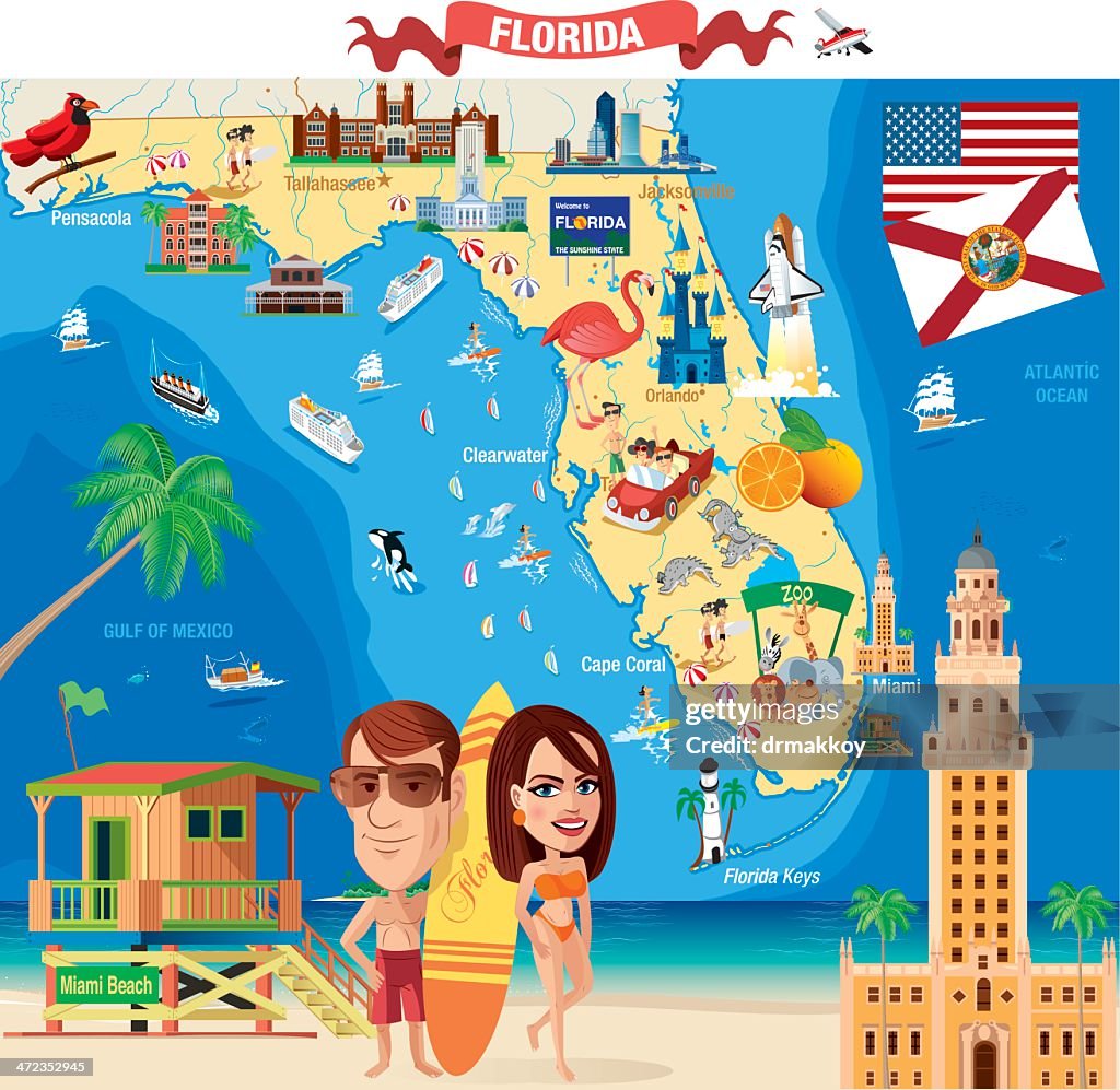 Cartoon map of Florida