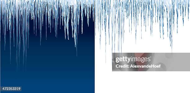 icicles auf blau und weiß - eiskristall stock-grafiken, -clipart, -cartoons und -symbole