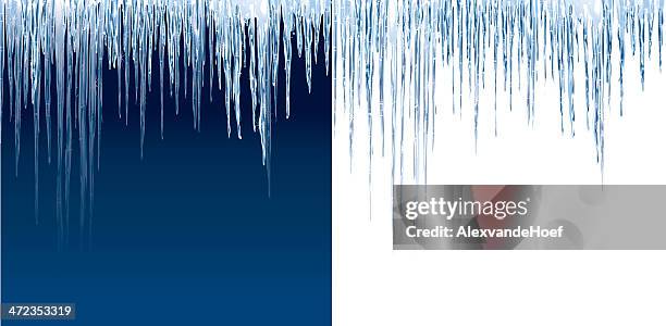 stockillustraties, clipart, cartoons en iconen met icicles on blue and white - ijskristal