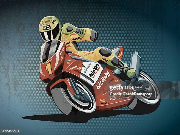 stockillustraties, clipart, cartoons en iconen met motorbike racing grunge color - motorrace