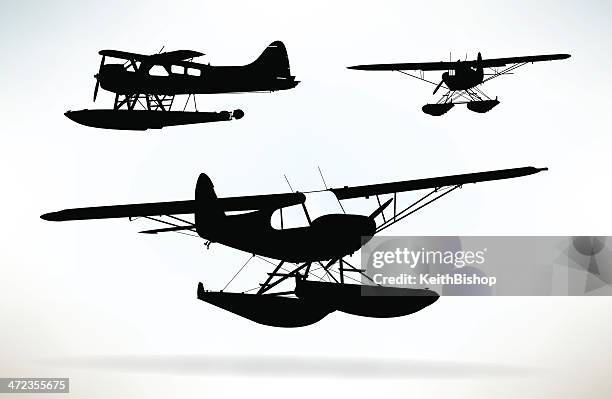 seaplane - water plane - seaplane stock illustrations