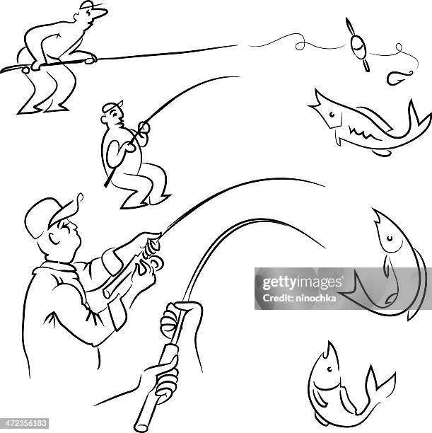 fishing icons - pothole stock illustrations