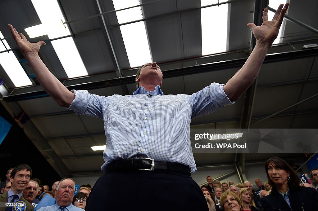 David Cameron Campaigns On Final Day Of Election