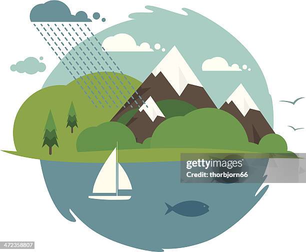 clean nature - raining fish stock illustrations