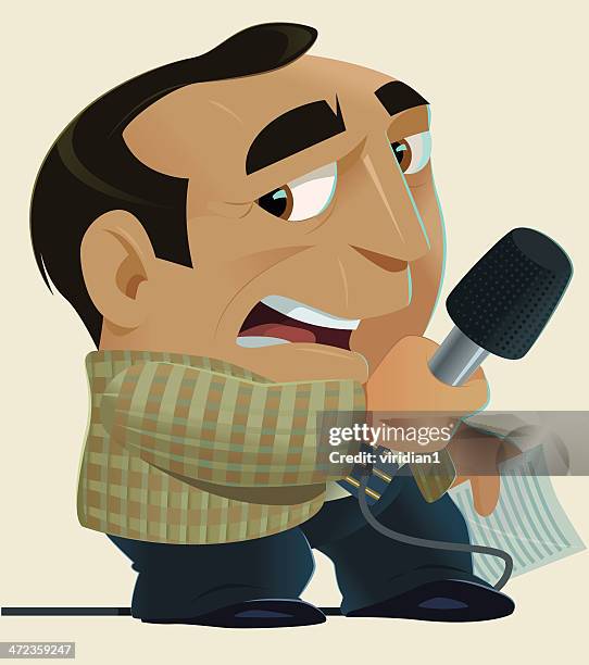 Reporter Puppet News Reporter With Mike Cartoon High Res Illustrations - Getty Images