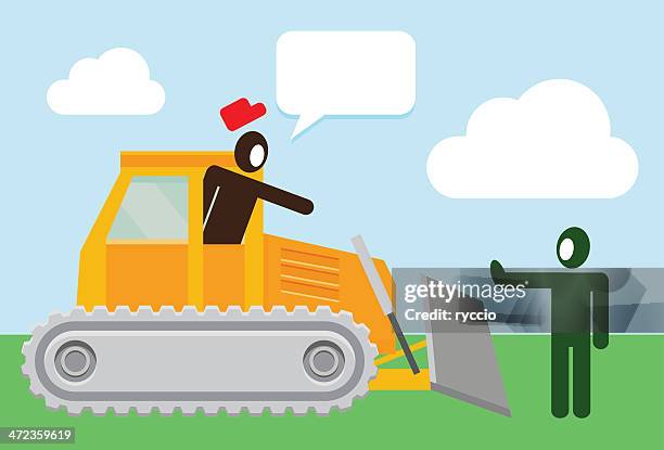 stop the bulldozer - environmental protest stock illustrations