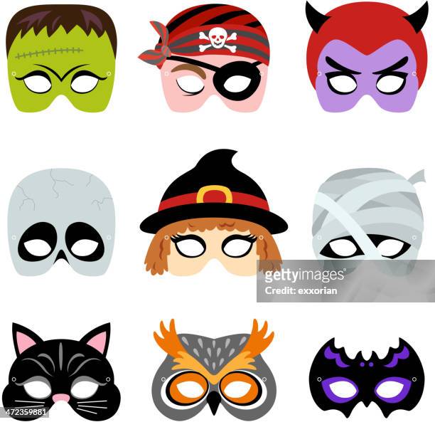 halloween printable masks - halloween stock illustrations