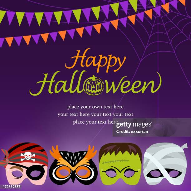 halloween masquerade night - top knot stock illustrations