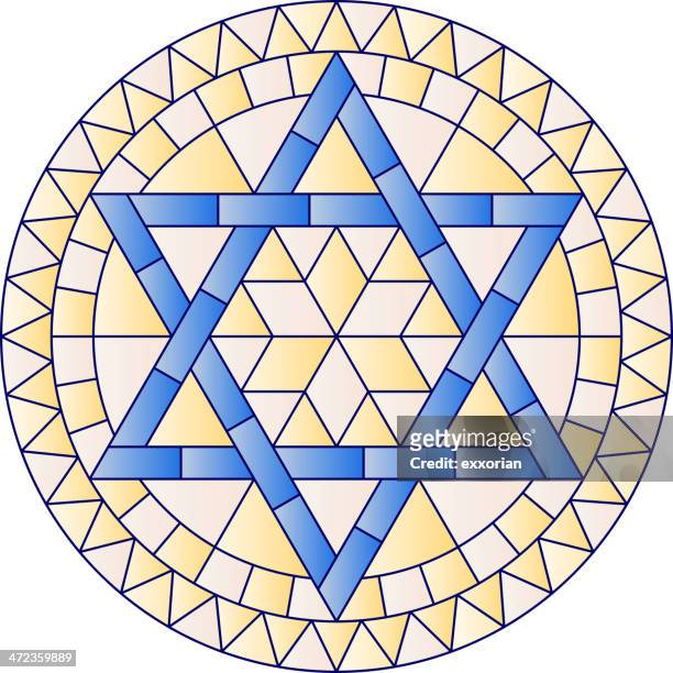 hanukkah stained glass - star of david 幅插畫檔、美工圖案、卡通及圖標