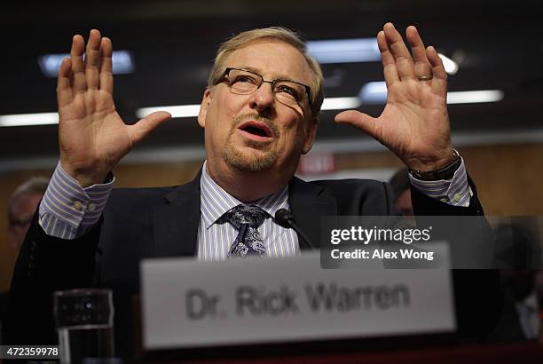 Pastor of the Saddleback Church Rick Warren speaks during a hearing before the State, Foreign Operations and Related Programs Subcommittee of the...