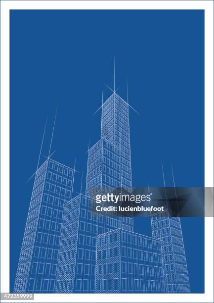 illustrazioni stock, clip art, cartoni animati e icone di tendenza di paesaggio urbano di due modelli - grattacielo