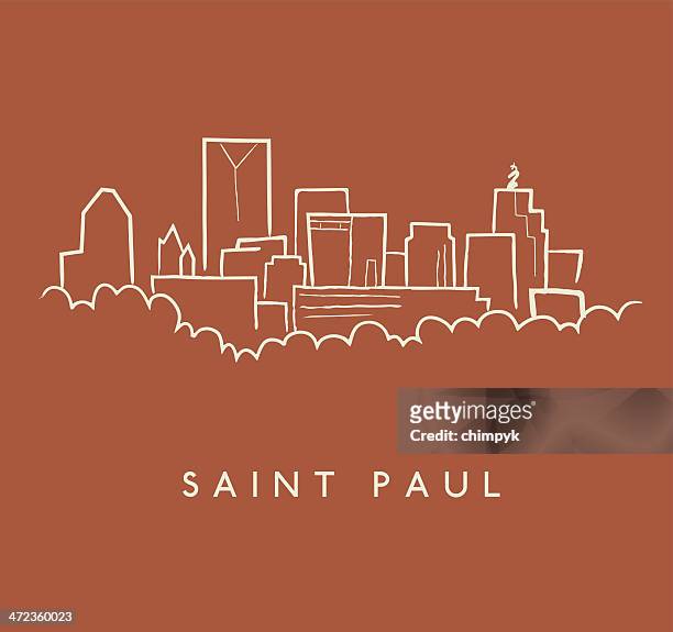 ilustrações de stock, clip art, desenhos animados e ícones de saint paul skyline esboço - st paul minnesota