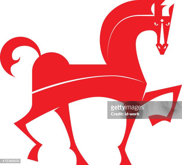 horse jogging silhouette - year of the horse stock illustrations