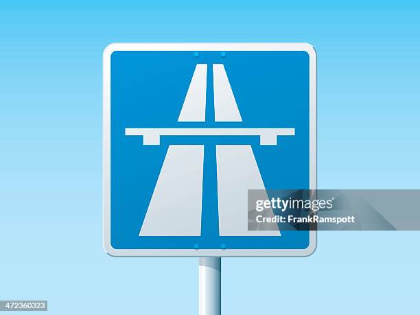 bildbanksillustrationer, clip art samt tecknat material och ikoner med autobahn german road sign - klar himmel