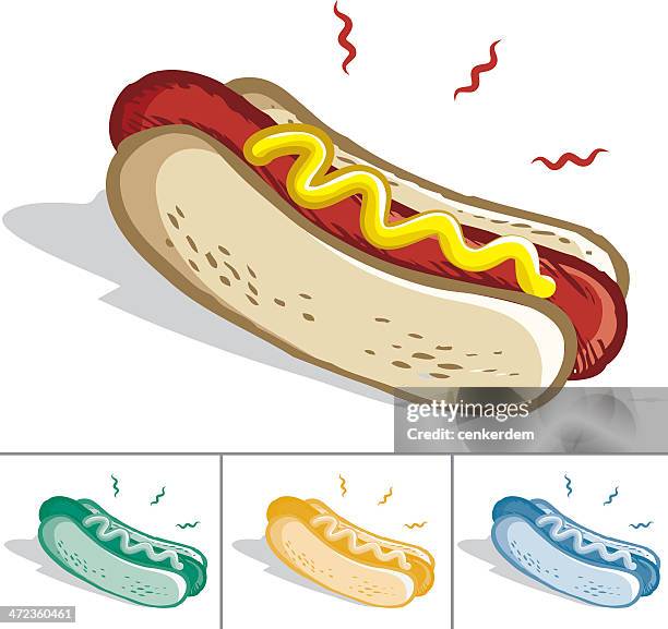 hot dog-schnellimbiss - bratwurst stock-grafiken, -clipart, -cartoons und -symbole