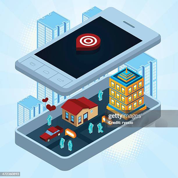 city inside the phone - widow stock illustrations