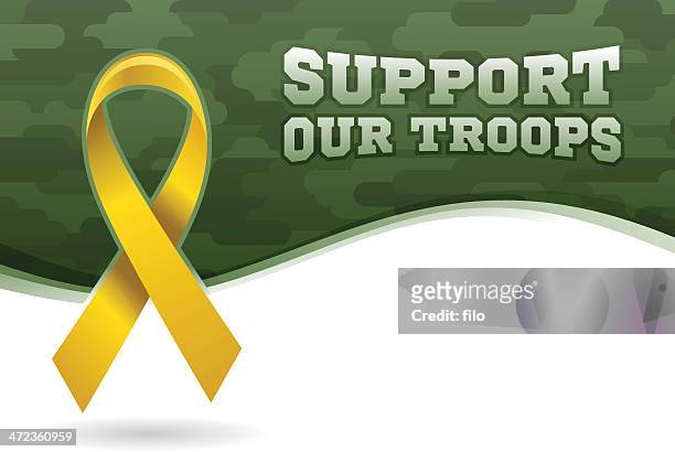 support our troops - yellow ribbon stock illustrations