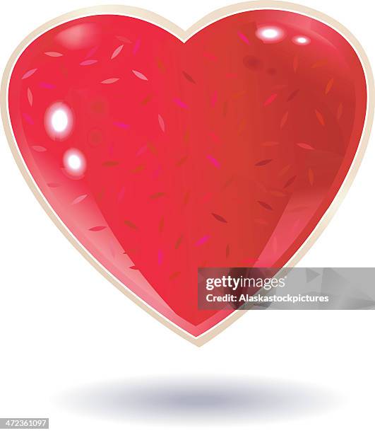 red jewelry heart with confettiglister (i). - herzform stock illustrations