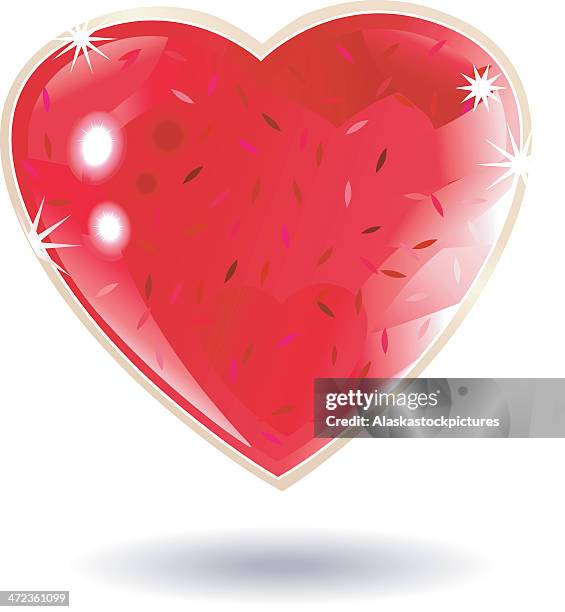 red jewelry heart with confettiglister (ii). - herzform stock illustrations