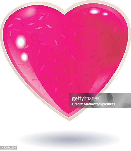 glossy pink jewelry heart with confettiglister. - herzform stock illustrations