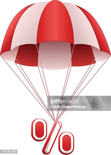 stockillustraties, clipart, cartoons en iconen met parachute with percentage sign - parachute