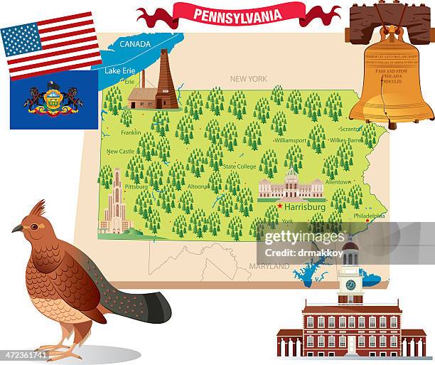 cartoon map of pennsylvania - philadelphia pennsylvania map 幅插畫檔、美工圖案、卡通及圖標