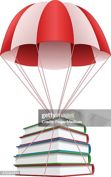 illustrations, cliparts, dessins animés et icônes de livres avec parachute - saut en parachute