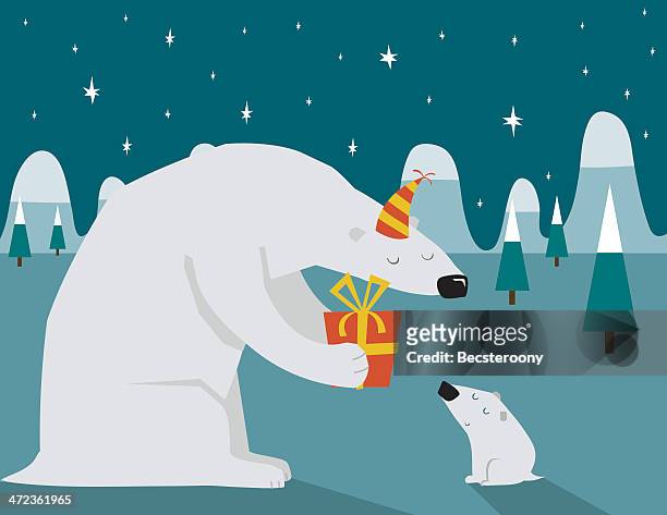 polar bear weihnachten - eisbär ohne eis stock-grafiken, -clipart, -cartoons und -symbole
