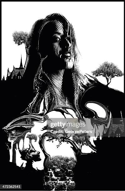 surrealistic landscape - leopard stalking stock illustrations