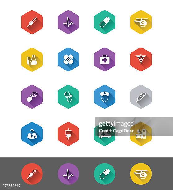 flat icon series: medical and health icons - rod of asclepius stock illustrations