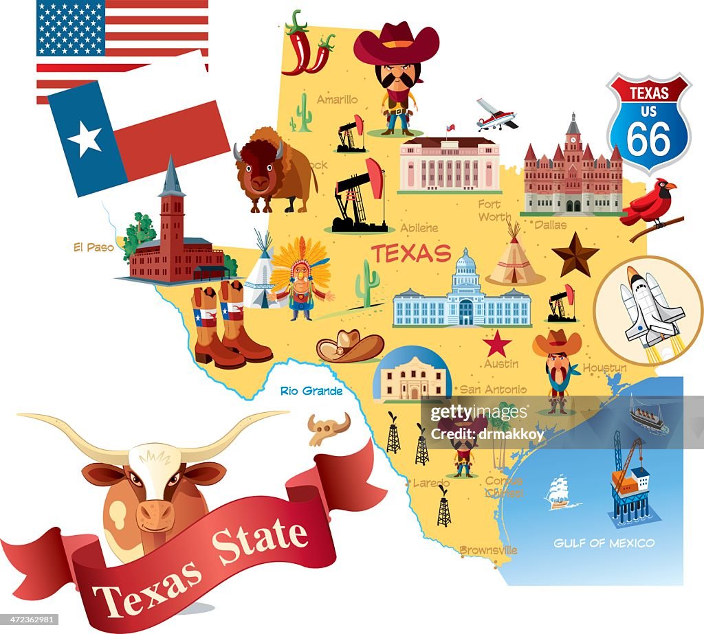 Fumetto mappa del Texas
