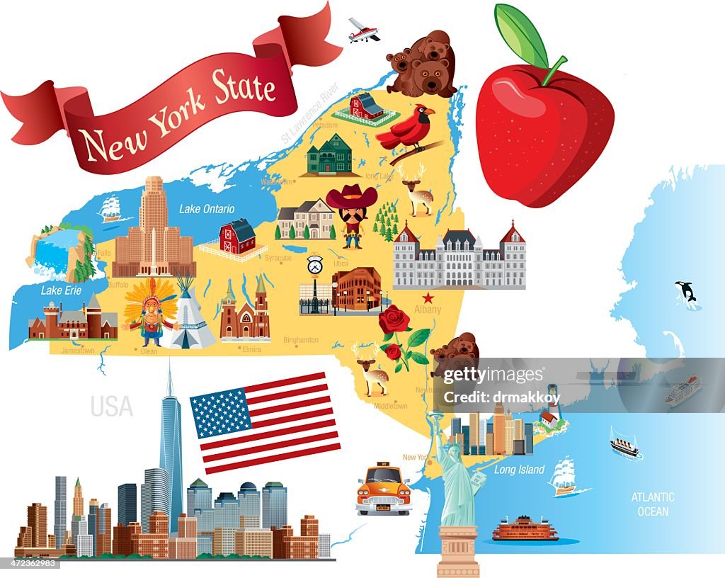 Cartoon map of New York State