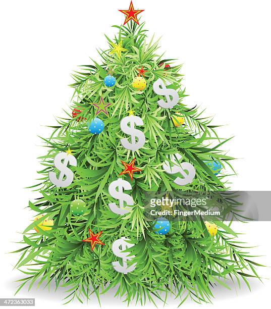 christmas money tree - christmas cash stock illustrations