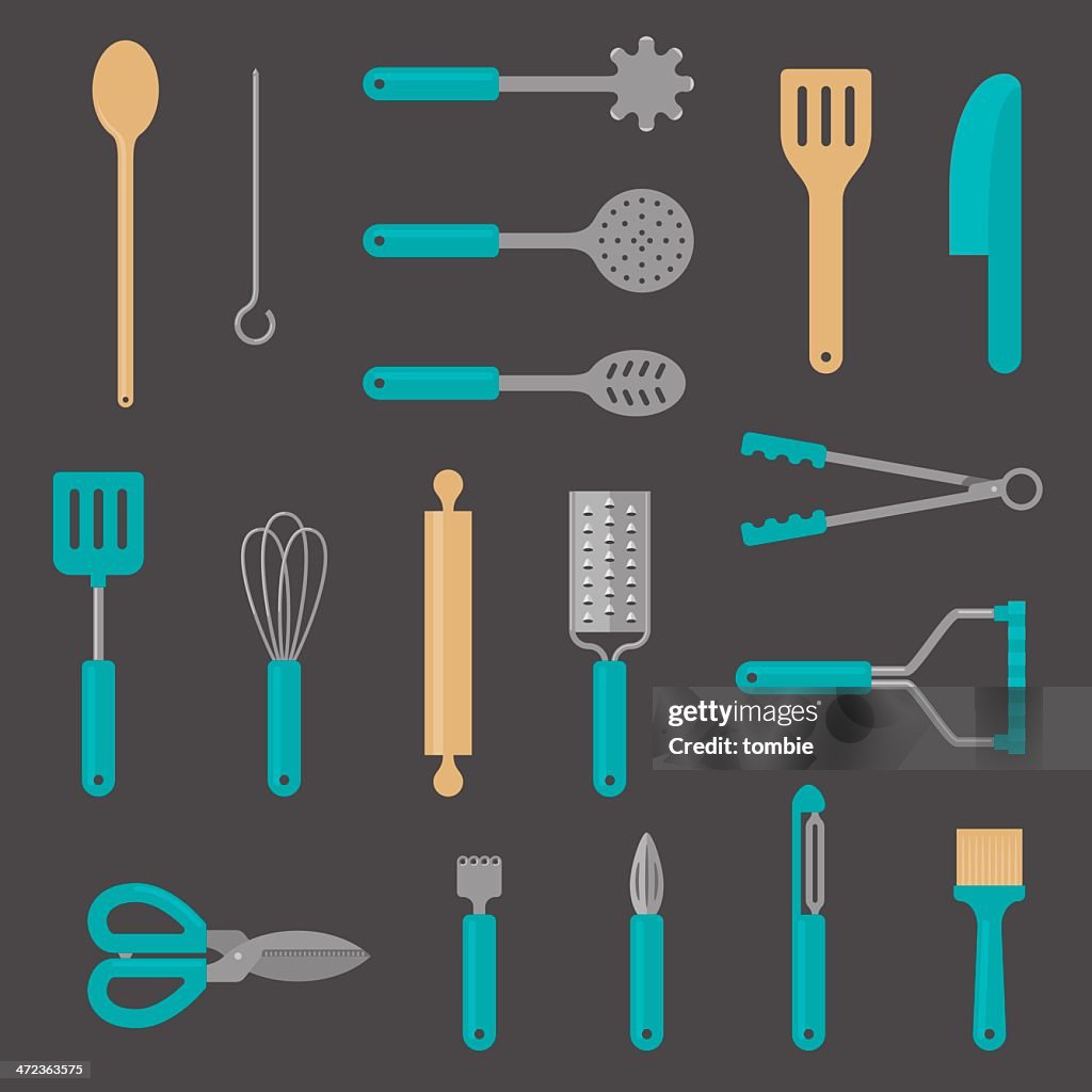 フラットアイコンのキッチン用具
