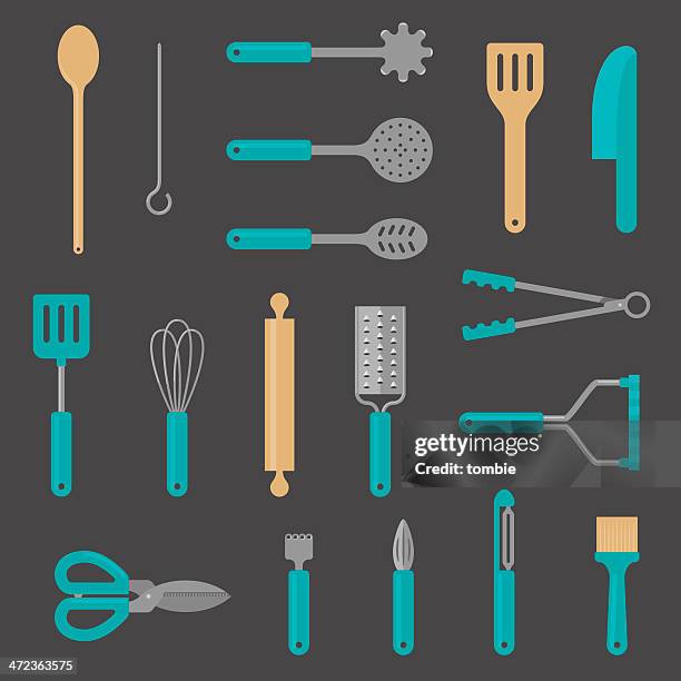 ilustrações de stock, clip art, desenhos animados e ícones de plana ícones de utensílio de cozinha - silicone