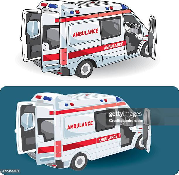 nützliche rettungswagen vektor. - cartoon ambulance stock-grafiken, -clipart, -cartoons und -symbole