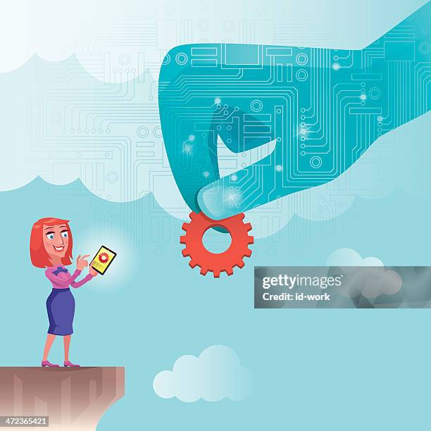 woman using tablet computer - professional using tablet stock illustrations