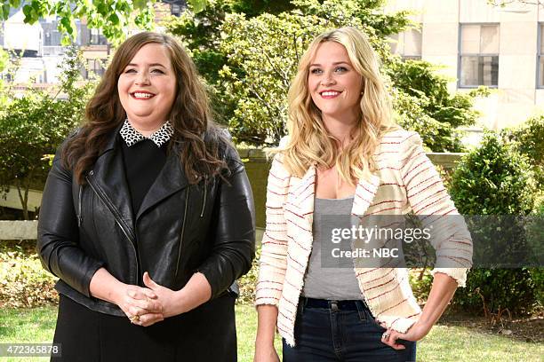 Reese Witherspoon" Episode 1682 -- Pictured: Aidy Bryan and Reese Witherspoon on May 4, 2015 --