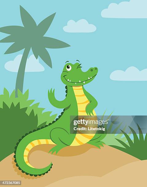 waving crocodile - crocodile stock illustrations