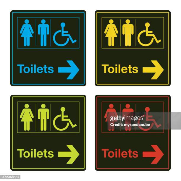 vector colorful toilet sign collection - disability collection stock illustrations