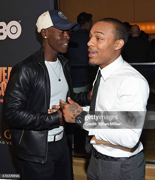 Actor Don Cheadle and rapper Shad "Bow Wow" Moss attend the SHOWTIME And HBO VIP Pre-Fight Party for 'Mayweather VS Pacquiao' at MGM Grand Hotel &...