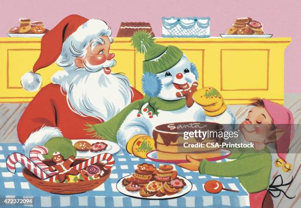 santa - santa cookies stock illustrations